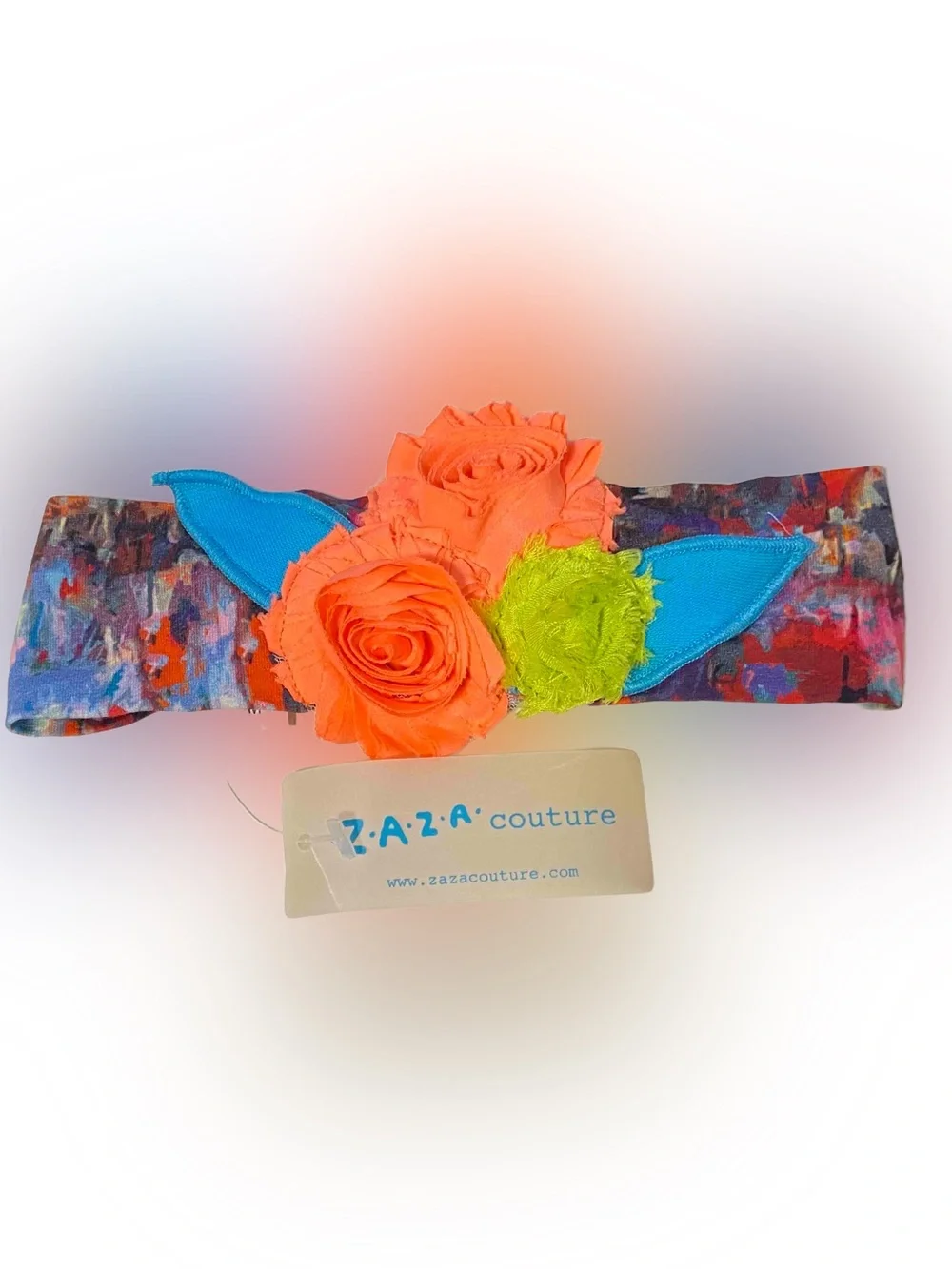 Zaza Couture Super Fun Little Girls Headband NWT 4 to 7 Yrs Orange Turquoise